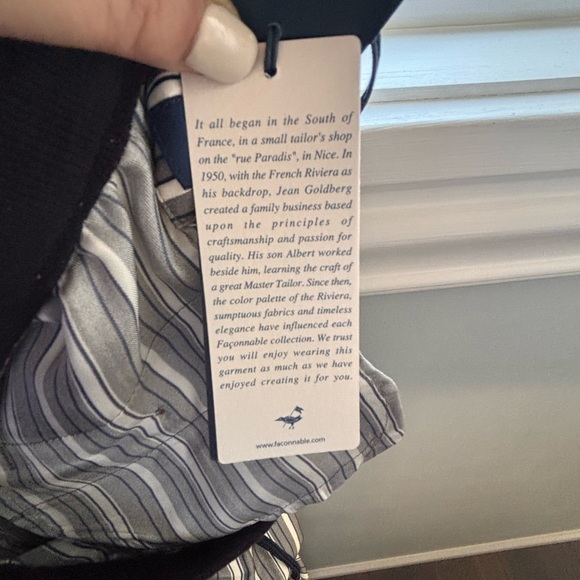 Striped Gray and White Silky drawstring Faconnable Size 4 Pants - Picture 11 of 11